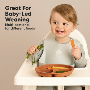 Keababies 1pc Prep Silicone Suction Plate WITH LID - Mellow