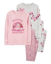 Load image into Gallery viewer, Carter&#39;s 4pc Kid Girl  Pink Floral Snug Fit Cotton Pajama Set
