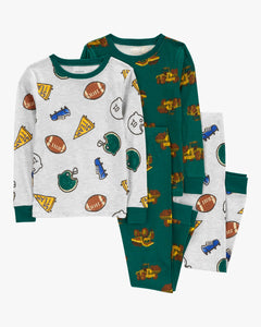 Carter's 4pc Kid Boy Sports/ Bulldozer Pajama Sleepwear Set