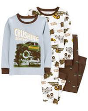 Load image into Gallery viewer, Carter&#39;s 4pc Kid Boy Monster Truck Pajama Sleepwear Set
