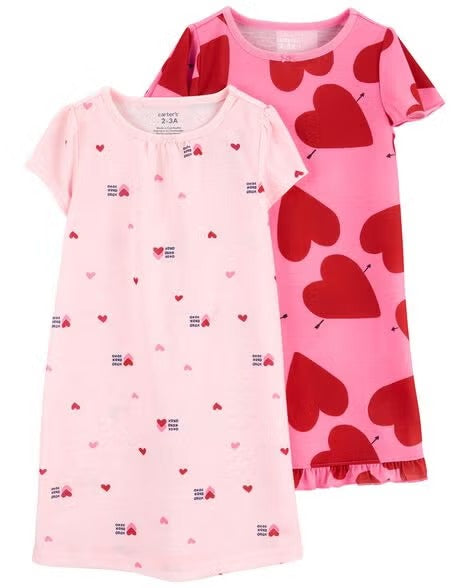 Carter's 2pc Kid Girl Valentine Gowns Sleepwear Set