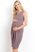 Load image into Gallery viewer, Hello Miz Front Pleat Sleeveless Maternity Dress - Muave
