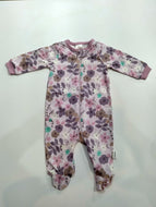 Gerber Baby Girl Purple Floral Zip-Up Footie Coverall Sleepwear