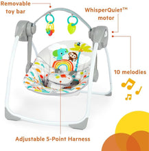 Cargar imagen en el visor de la galería, Bright Starts Playful Paradise Portable Compact Baby Swing
