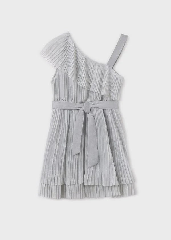 Mayoral Kid Girl Silver Pleated Dress