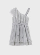 Mayoral Kid Girl Silver Pleated Dress