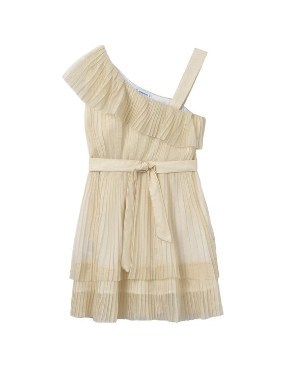 Mayoral Kid Girl Gold Pleated Dress