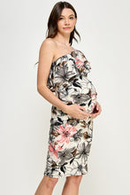 Cargar imagen en el visor de la galería, Hello Miz Floral One Shoulder Ruffle Maternity Dress - Pink
