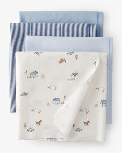 Carter's 4pc Baby Boy Receiving Blankets - Blue