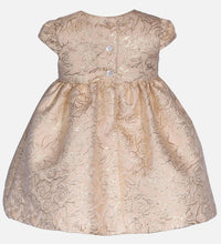 Load image into Gallery viewer, Bonnie Jean Baby Girl Tori Golden Dress with Faux Fur Cardigan
