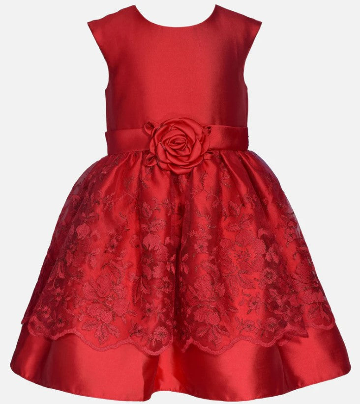 Bonnie Jean Kid Girl Noella Rosetta Red Party Dress