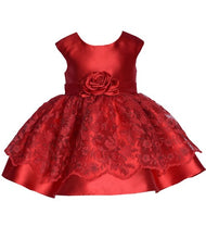 Load image into Gallery viewer, Bonnie Jean Toddler Girl Noella Rosetta Red Party Dress
