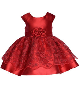 Bonnie Jean Toddler Girl Noella Rosetta Red Party Dress
