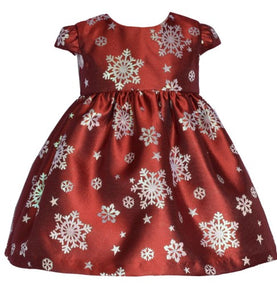 Bonnie Jean Baby Girl Red Snowflake Dress with Faux Fur Cardigan