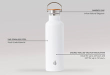 Cargar imagen en el visor de la galería, Elemental Classic 750ml Stainless Steel Water Bottle - White Marble
