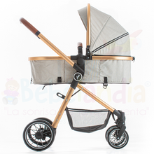 Afbeelding in Gallery-weergave laden, Premium Baby MIKE Stroller - Grey/ Pink
