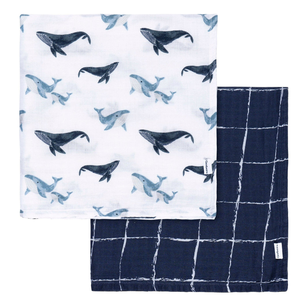 Gerber 2pk Swaddle Blankets - Whale