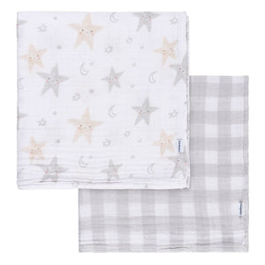 Gerber 2pk Swaddle Blankets Neutral Twinkle Star – Cute as a Button