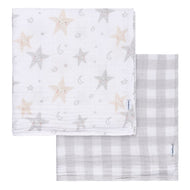 Gerber 2pk Swaddle Blankets - Neutral Twinkle Star