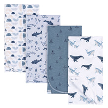 Cargar imagen en el visor de la galería, Gerber 4pc Flannel Blankets - Whale
