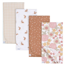 Cargar imagen en el visor de la galería, Gerber 4pc Flannel Blankets - Flowers &amp; Bunnies
