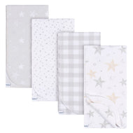 Gerber 4pc Flannel Blankets - Gray Stars