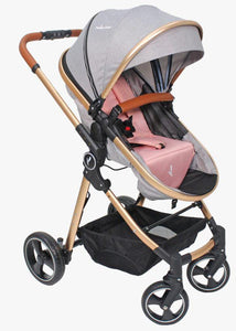 Premium Baby MIKE Stroller - Grey/ Pink