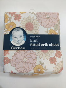 Gerber Girls Knit Fitted Crib Sheets - Floral