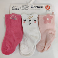 Gerber's 3pk Baby Girl Pink Socks