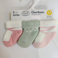 Gerber's 3pk Baby Girl Cuff Socks