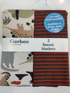 Gerber 2pc Flannel Blankets - Dino