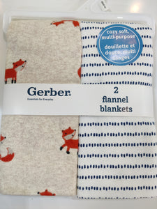 Gerber 2pc Flannel Blankets - Fox