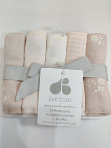 Just Born 10pk Washcloth Set - Pink