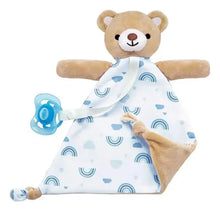 Cargar imagen en el visor de la galería, Buba Teddy Bear With Pacifier Holder Blanket- Blue
