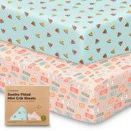 KeaBabies Soothe Fitted Mini Crib Sheets (Beach Day)
