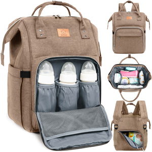 KeaBabies Original Diaper Backpack - Coffee Brown