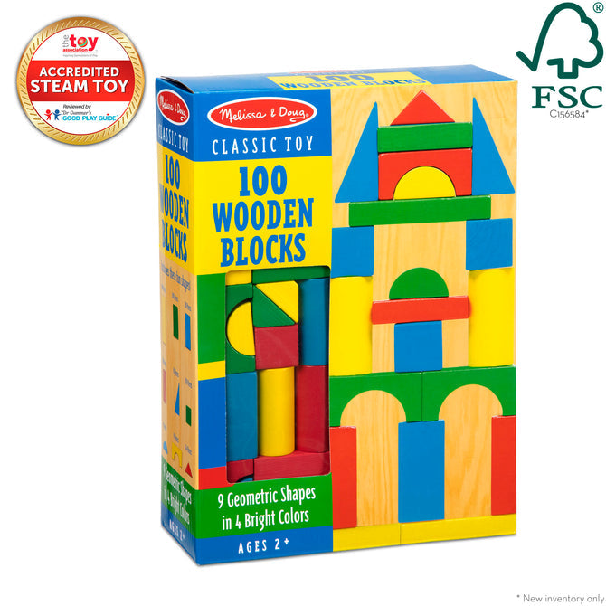 Melissa & Doug 100pcs Wooden Blocks Set