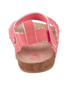 Sandália de berço rosa cortiça para bebê menina Oshkosh