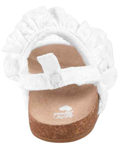 Oshkosh Baby Girl White Eyelet Cork Sandal Crib Shoes