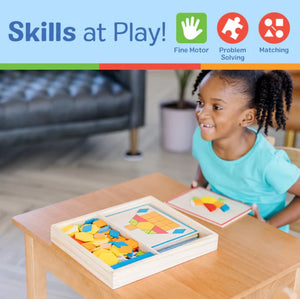 Melissa & Doug 120pcs Wooden Pattern Blocks and Boards