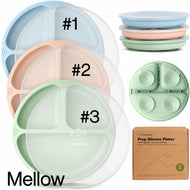 Keababies 1pc Prep Silicone Suction Plate WITH LID - Mellow