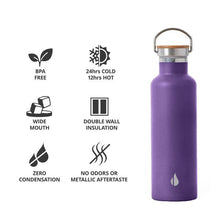 Afbeelding in Gallery-weergave laden, Elemental Classic 740ml Stainless Steel Water Bottle - Purple
