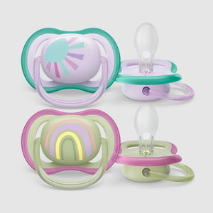 Avent 2-Pack Girls Ultra Air Pacifiers (0-6M | Sunshine/Rainbow)