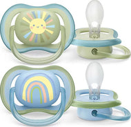 Avent 2-Pack Boys Ultra Air Pacifiers (0-6M | Sunshine/Rainbow)