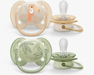 Avent 2pk Boy Ultra Soft Pacifiers (0-6M | Toucan/Green Leaves)