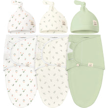 Load image into Gallery viewer, Keababies 1pc Soothe Swaddle Wrap with Knot Hat - Fleur (0-3M)
