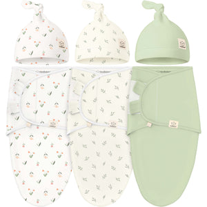 Keababies 1pc Soothe Swaddle Wrap with Knot Hat - Fleur (0-3M)