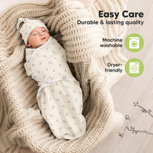 Load image into Gallery viewer, Keababies 1pc Soothe Swaddle Wrap with Knot Hat - Fleur (0-3M)
