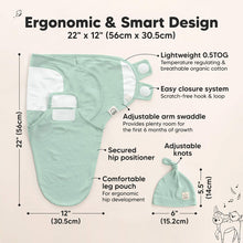 Load image into Gallery viewer, Keababies 1pc Soothe Swaddle Wrap with Knot Hat - Sage (0-3M)
