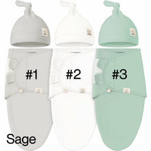 Load image into Gallery viewer, Keababies 1pc Soothe Swaddle Wrap with Knot Hat - Sage (0-3M)
